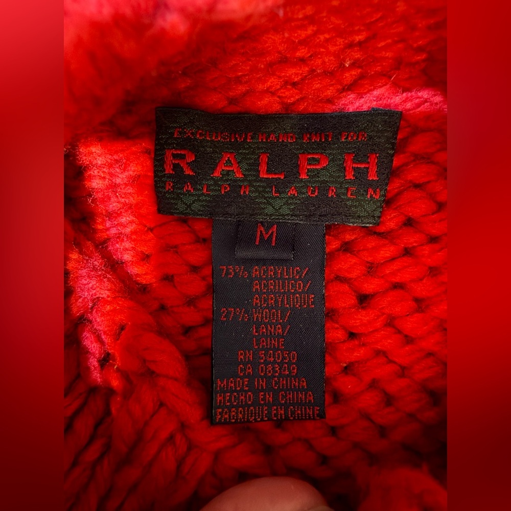 Ralph Lauren Vibrant Red Wool Blend Sweater Medium